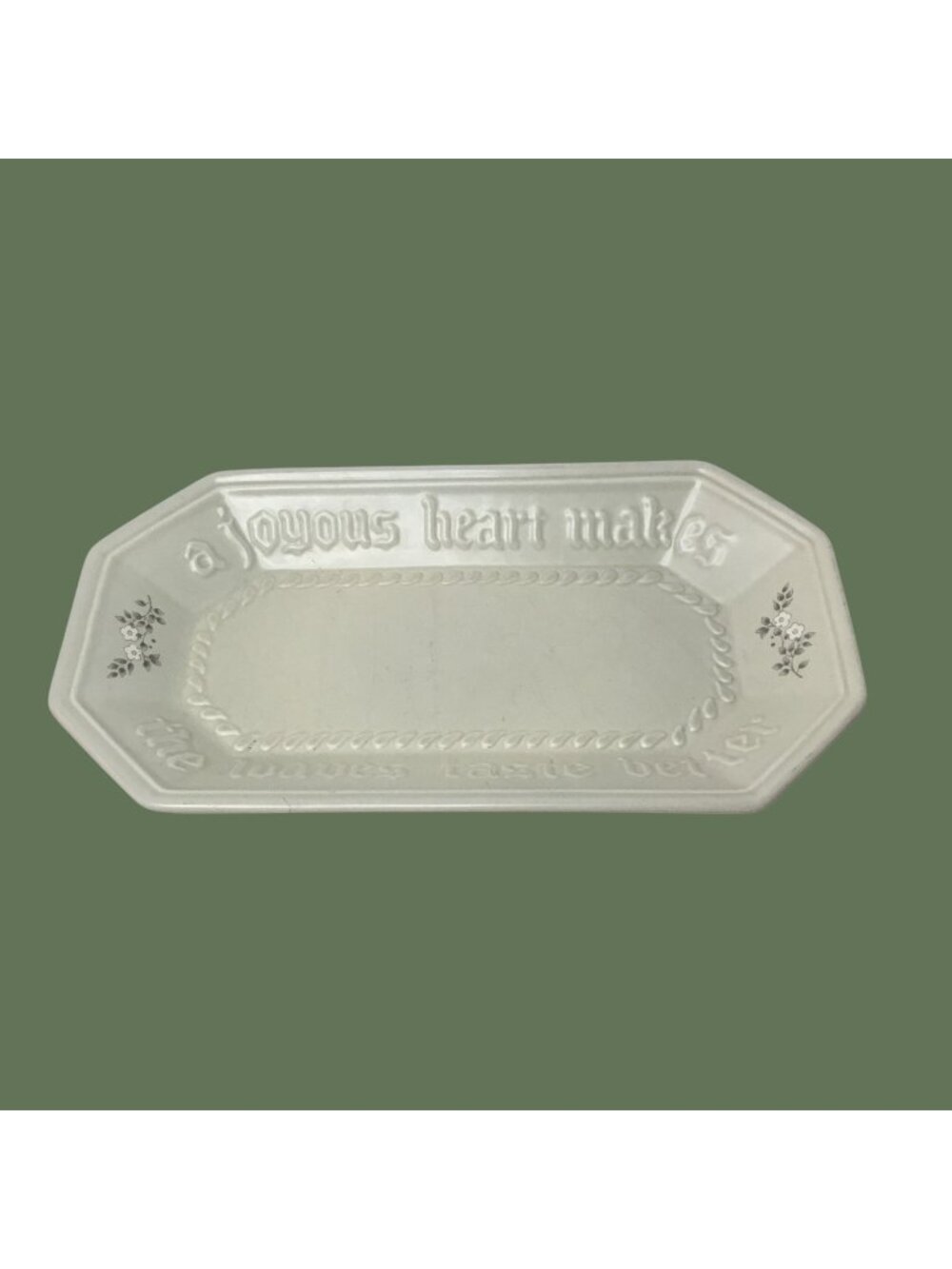 A Joyous Heart Makes The Loaves Taste Better Bread Plate with Embossed Design